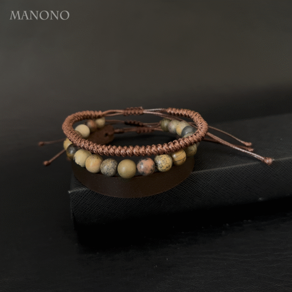 Jaspe & Leather Mix Bracelets