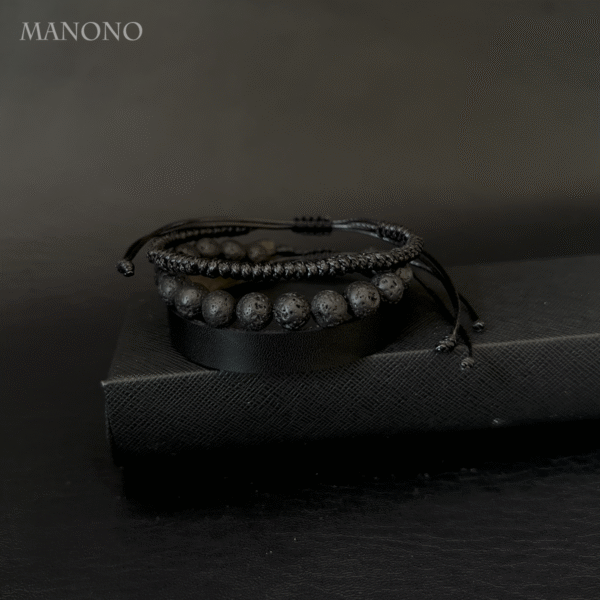 Lava Rock & Black Mix Bracelets