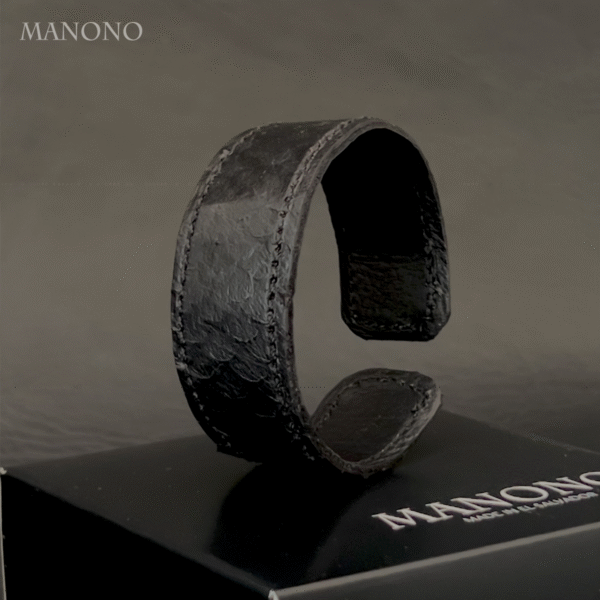Black Tilapia Leather Bracelet