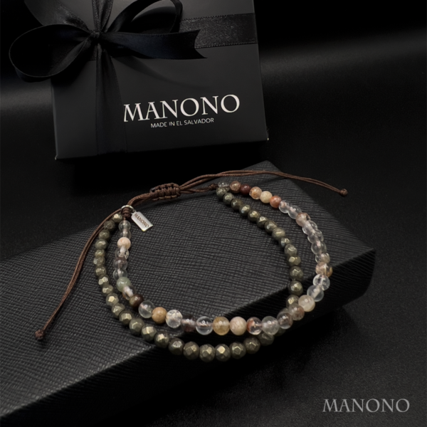 2026_02_05_manono_24 GOLDEN CORE – Pyrite & Lodolite Double Line Bracelet