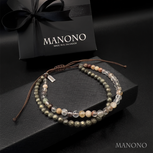 GOLDEN CORE – Pyrite & Lodolite Double Line Bracelet