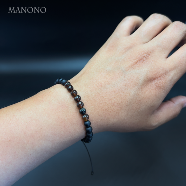 Onyx & Brown Agate Bracelet