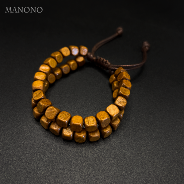 Cube Beaded Wood Bracelet